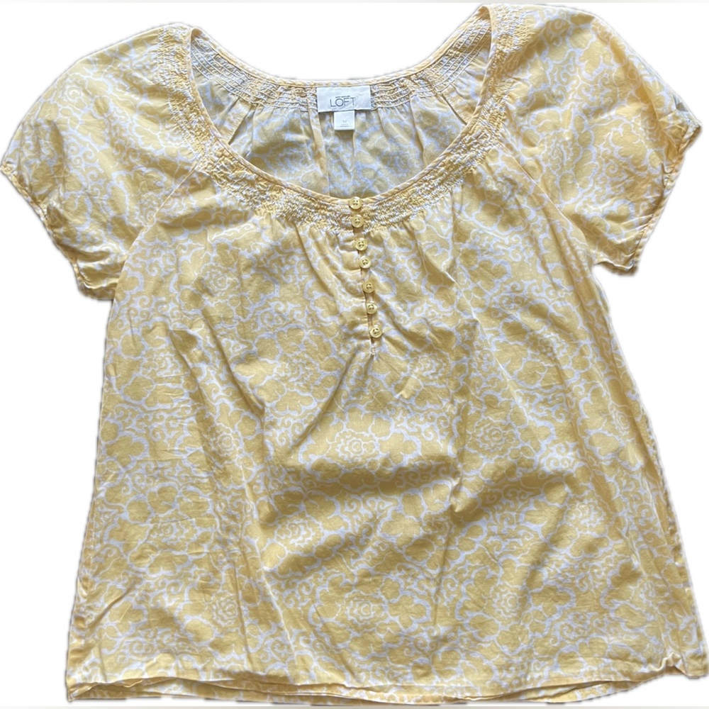 LOFT Soft Yellow Floral Blouse